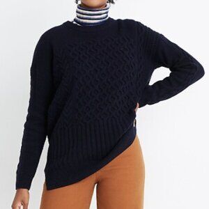 NWOT Madewell Patchwork Cableknit Tunic Sweater